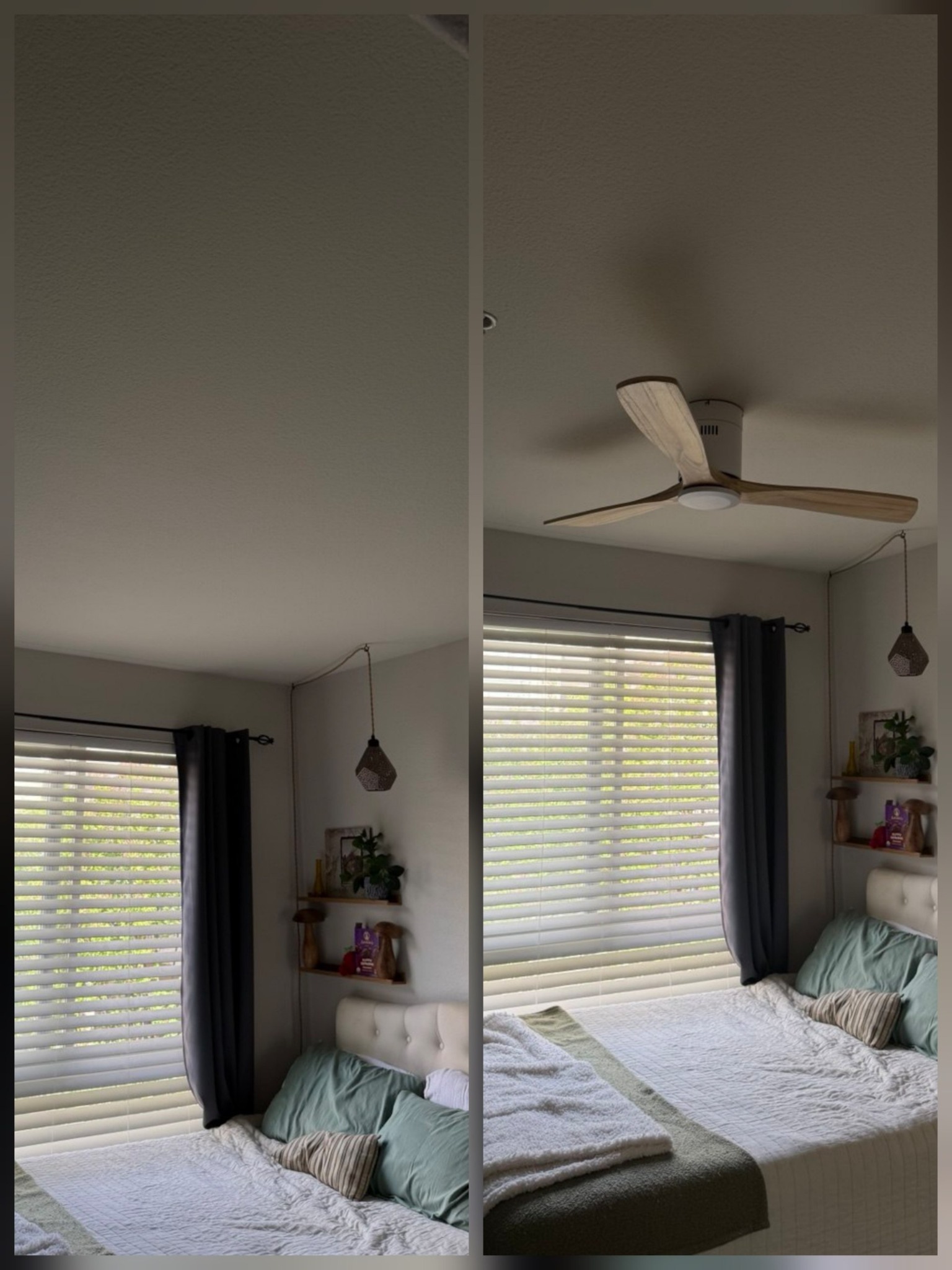 Ceiling fan installation before and after