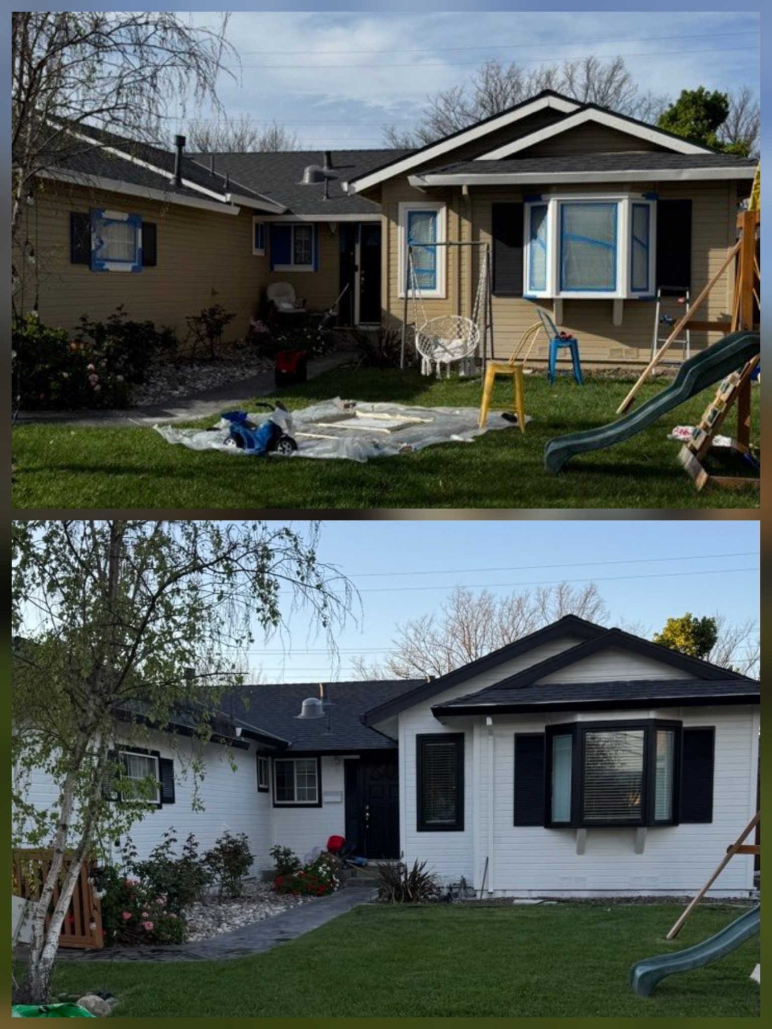 Exterior house painting before and after
