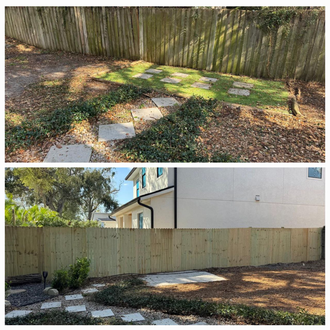 Fence replacement before and after